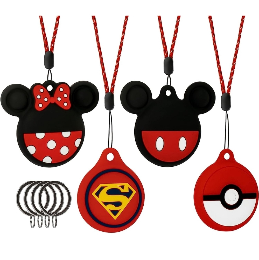Airtag Holder for Kids (4 Pack), Airtag Necklace Keychain for Kids & Adult